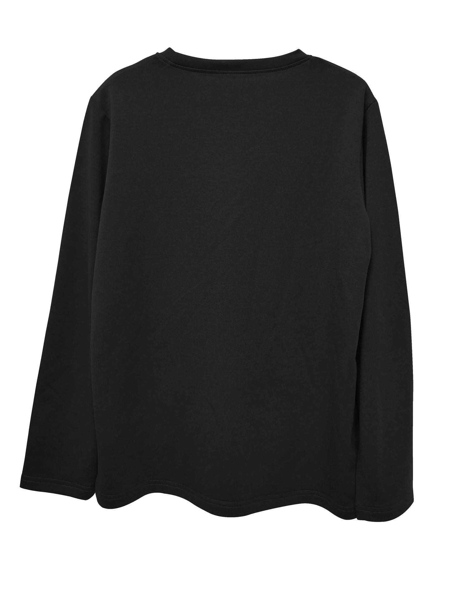 Teddy Bear Print Crew Neck T shirt Casual Long Autumn winter top women's long sleeved T-shirt loose comfortable black  white