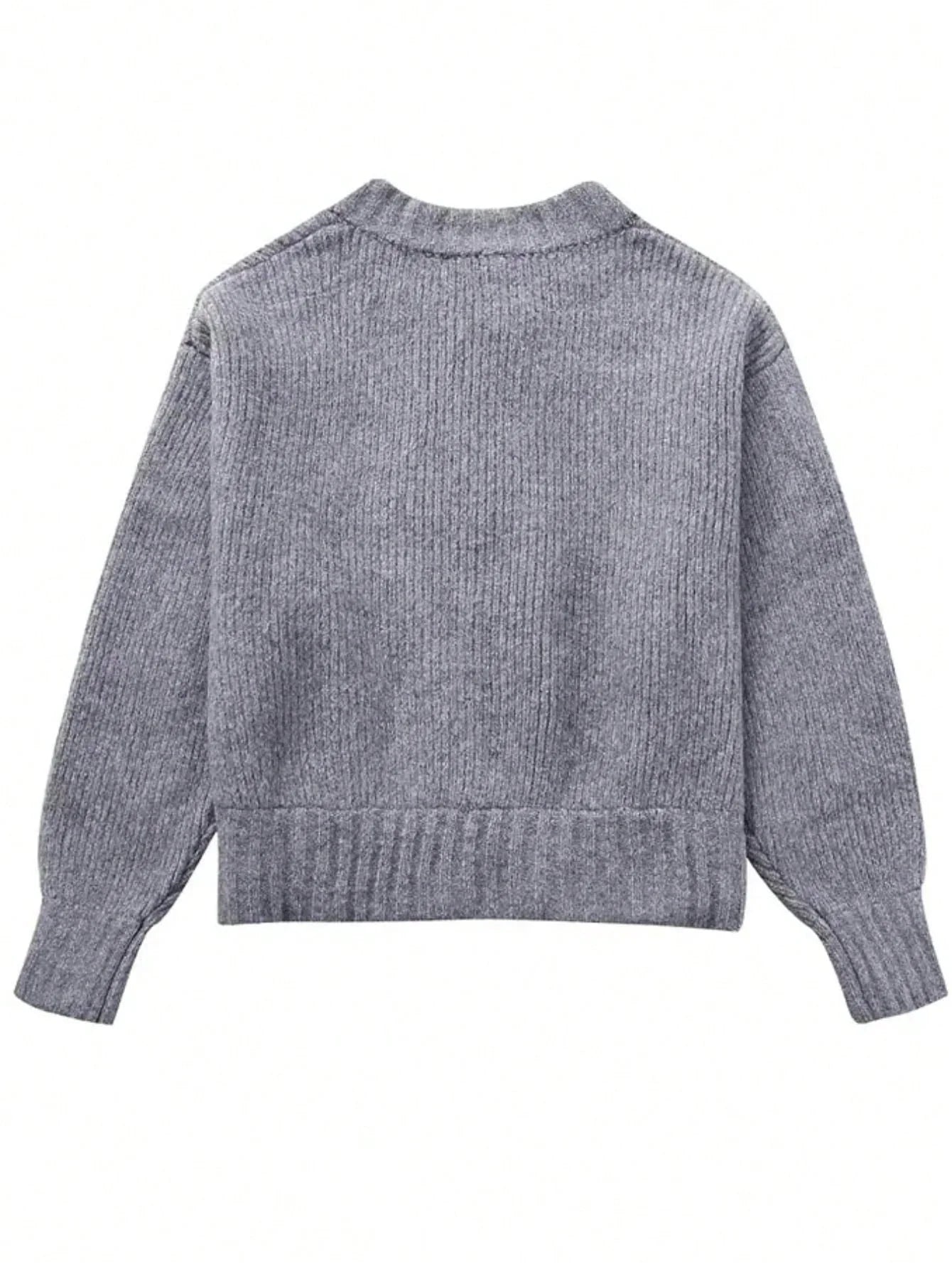 Lightweight & Warm Women's Casual Crew Neck Cardigan  Solid Color Fall Winter Fashion Chic Open Front Design with Chain Detai