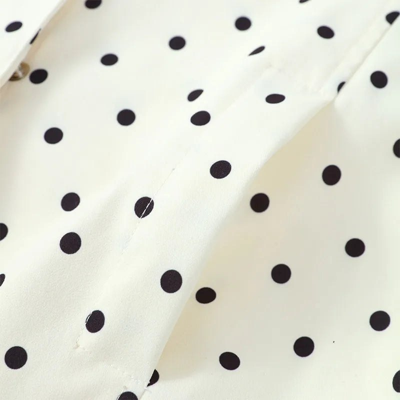 Polka Dot Print Round Neck Short Coats Women's High Street Blazer Long Sleeve Jackets 2025 Elegant Office Ladies Suit Outerwear
