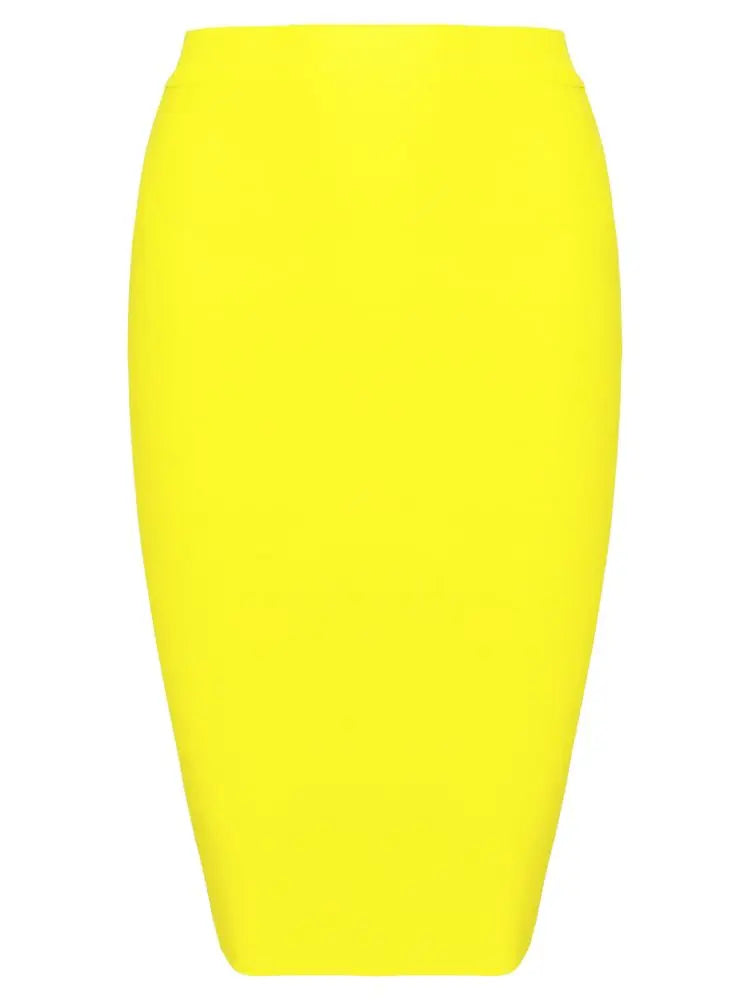 BEAUKEY Sexy Yellow Bandage Skirts 2023 Women Summer High Waist Quality Pink Black White Party Skirts XL Tight Office Lady Skirt