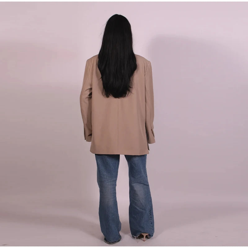 Women's Suit Jackets Loose Lapel One Button Short Sleeve Blazers 2025 Summer Elegant Lady Office Outwear Street