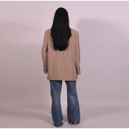 Women's Suit Jackets Loose Lapel One Button Short Sleeve Blazers 2025 Summer Elegant Lady Office Outwear Street