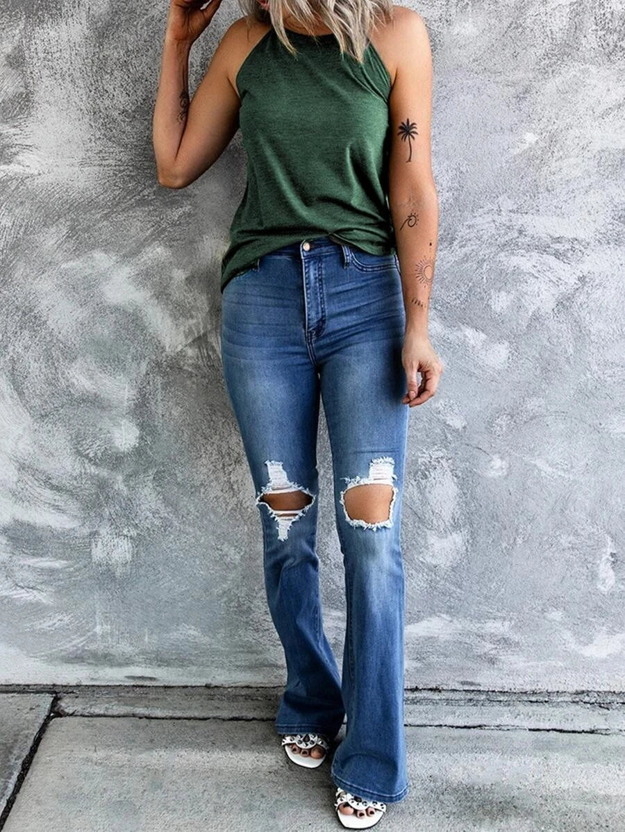 Women's Summer Sleeveless Halter Tee Shirts Crew Neck Workout Tank Tops Casual Plain Cami Shirts