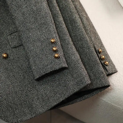 Women's Autumn Winter Long Sleeve Blazer Coats Vintage Thick Woolen Jackets Notched Elegant Outerwears Female Clothes