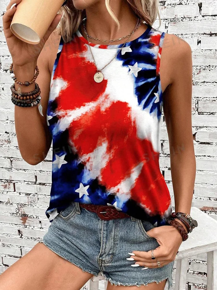 Skull Print Women's Tank Top Summer Street Fashion Women's Crew Neck Tank Top Outdoor Everyday Casual Women's Sleeveless T-shirt