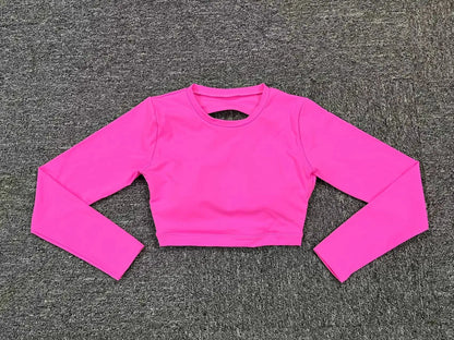 JUREN Women Long Sleeve Sport Shirt Hollow Out Yoga Tops Workout Running T-Shirt Girls Slim Gym Push Up Fitness Crop Top Female