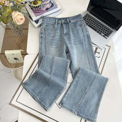 Plus Size Women's High Waisted Slim Flared Jeans 2025 Spring Stretch Denim Pants Curvy Premium Slimming & Lengthening Design