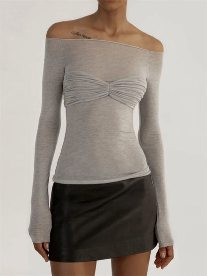 Tossy Mesh Sheer Off-Shoulder Top Shirt For Women New Long Sleeve See-Through Lace Knit Pullover Tops Summer Mesh Top Tee Shirt