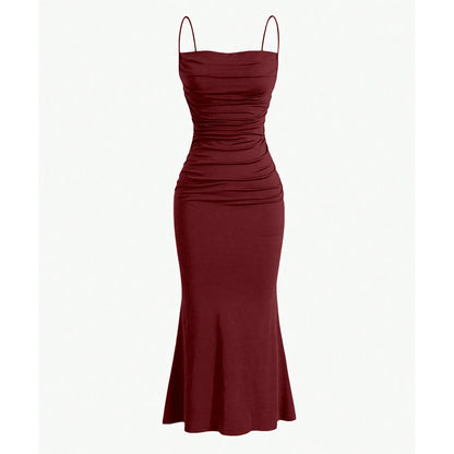 Mia Muse Women's Party Dresses Maxi Spaghetti Strap Elegant Slim Evening Wedding Guest Multi-Color Summer Milkmaid Dresses
