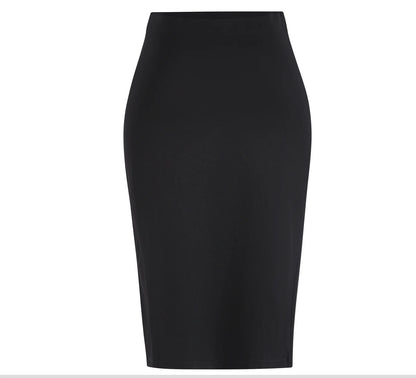 Women's Professional High Waist Long Pencil Skirt, Slim Fit Black Hip-hugging Skirt for Office Commute