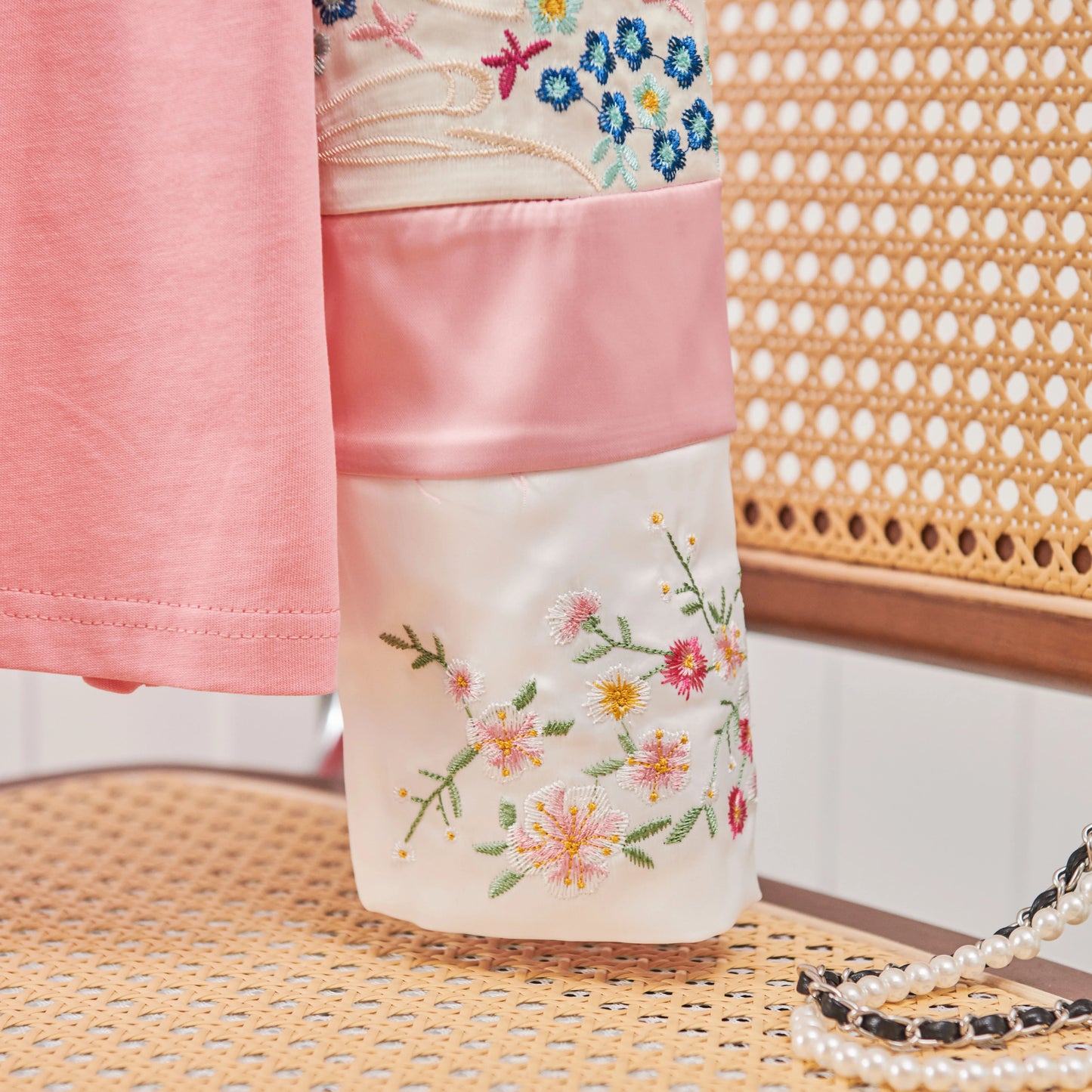 Vintage Chinese Style Women's Clothing Top Long Sleeve Jacquard Embroidery Crew Neck Panelled Long Sleeves Loose T-Shirts