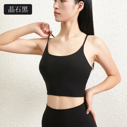 Double Face Hair Sports Girls Fall Running Fitness Vest With Chest Pad Strap Spice