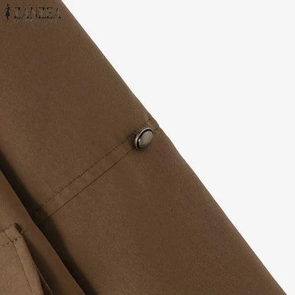 ZANZEA Fashion OL Jackets Woman Long Sleeve Stand Collar Outerwear Autumn Vintage Party Work Wear Female Elegant Button UP Coats