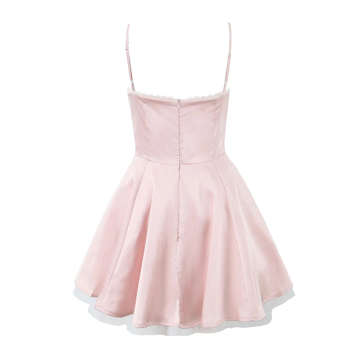 European and American style French niche slim fit suspender dress women's summer satin three-layer three-dimensional steel ring