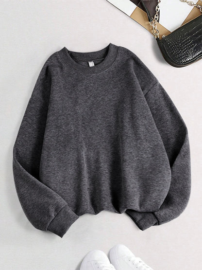 Winter Womens Solid Sweatshirts Casual Comfortable Warm Hoodies Loose Crewneck Fleece Pullover Tops Autumn Womans Streetwear