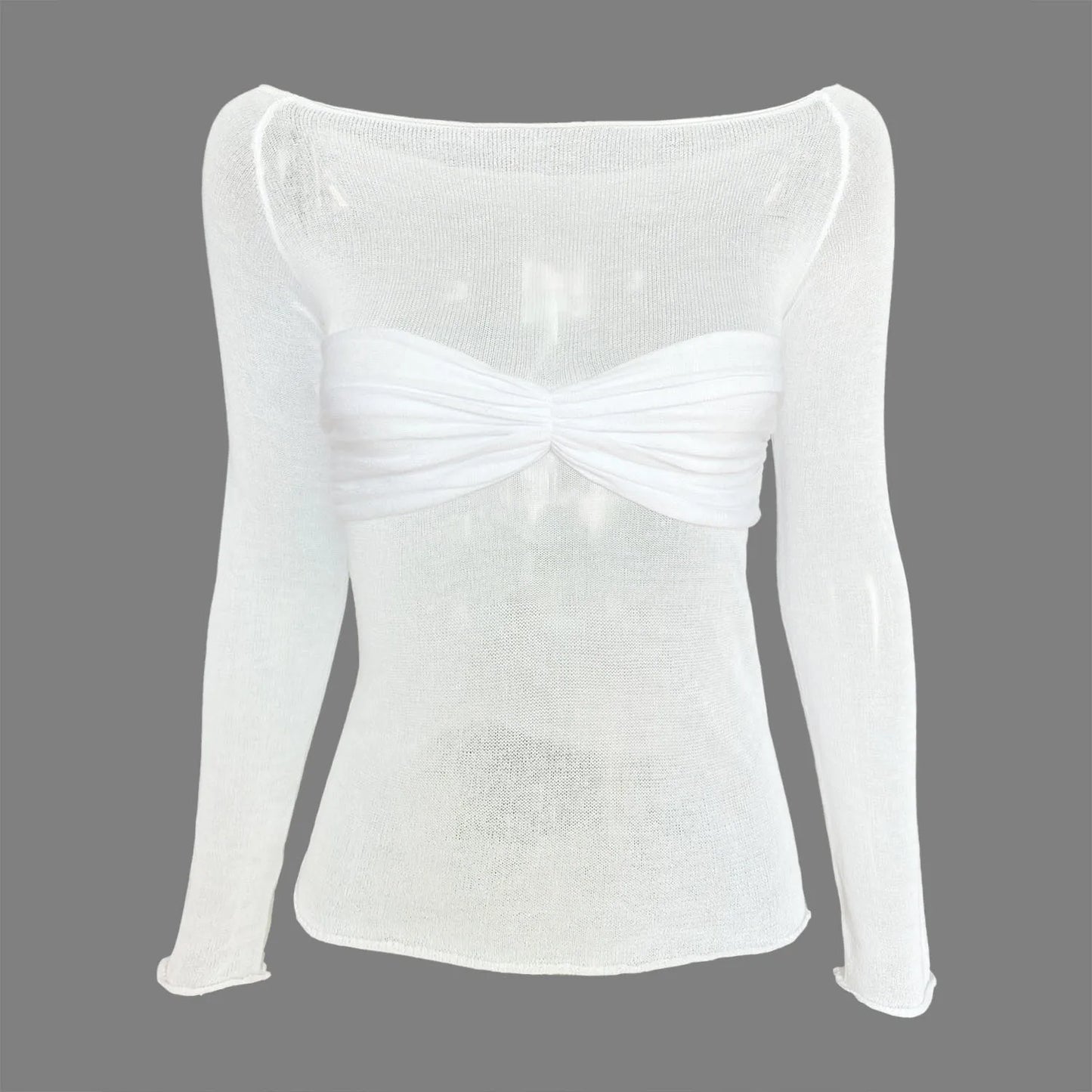 Tossy Mesh Sheer Off-Shoulder Top Shirt For Women New Long Sleeve See-Through Lace Knit Pullover Tops Summer Mesh Top Tee Shirt