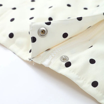 Polka Dot Print Round Neck Short Coats Women's High Street Blazer Long Sleeve Jackets 2025 Elegant Office Ladies Suit Outerwear