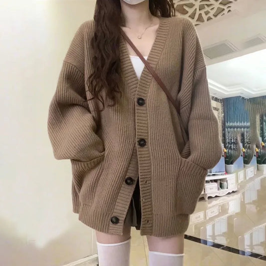 Women's Cardigan Sweater Women Grey Beige Camel Knit Korean Style Popular Autumn Fashion Women's Clothing 2024 Trend Outerwear