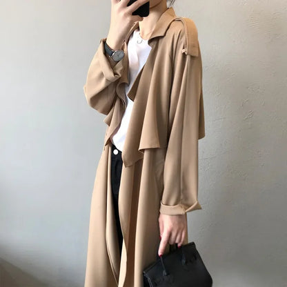 MRMT 2025 Brand New Women's Fashion Temperament Long Windbreaker Female Retro British Wind Loose Jacket Female Women Coats