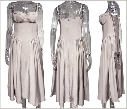 Summer skirt new French vintage maxi dress court wind Dopa wear strap dress women