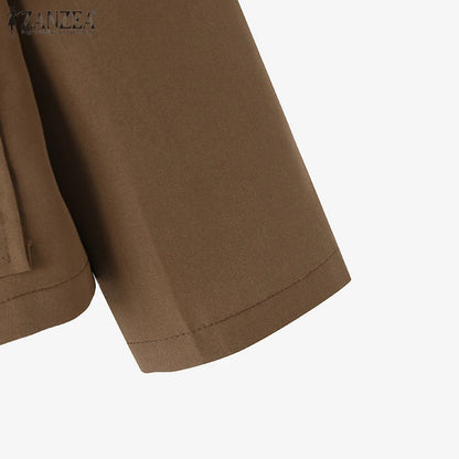 ZANZEA Fashion OL Jackets Woman Long Sleeve Stand Collar Outerwear Autumn Vintage Party Work Wear Female Elegant Button UP Coats