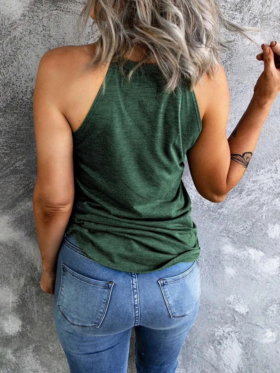 Women's Summer Sleeveless Halter Tee Shirts Crew Neck Workout Tank Tops Casual Plain Cami Shirts