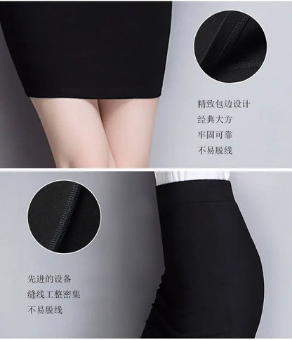 Office Lady Work Business Social Sexy Black Skirts Summer Women Elasticity Slim Wrap Hip All-match Female Short Skinny Skirt