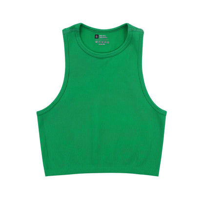 Yoga Vest Women Gym Sports Black White Crop Tops Seamless Streetwear Rib Knit Workout BreathableTank Top Female Without Pads