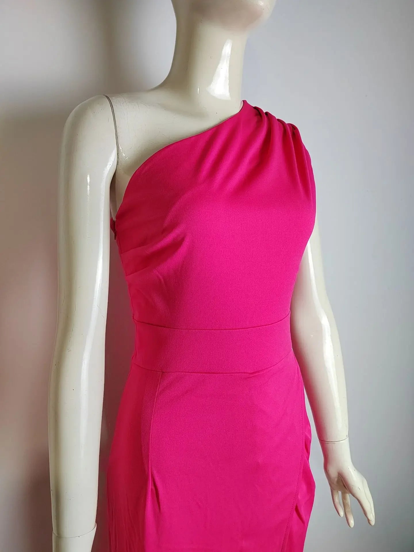 Women's Fashion One-shoulder High-waisted Front Split Temperament Party Dress A-line British Style Dresses