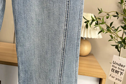 Plus Size Women's High Waisted Slim Flared Jeans 2025 Spring Stretch Denim Pants Curvy Premium Slimming & Lengthening Design