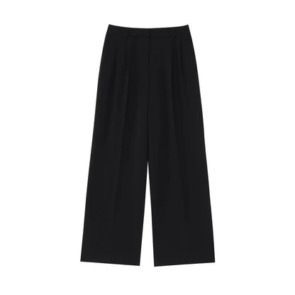 ETJ 2025 TRAF Women's Spring New suit Set with shoulder padded double-breasted blazer & high-waisted pleated wide-legged pants