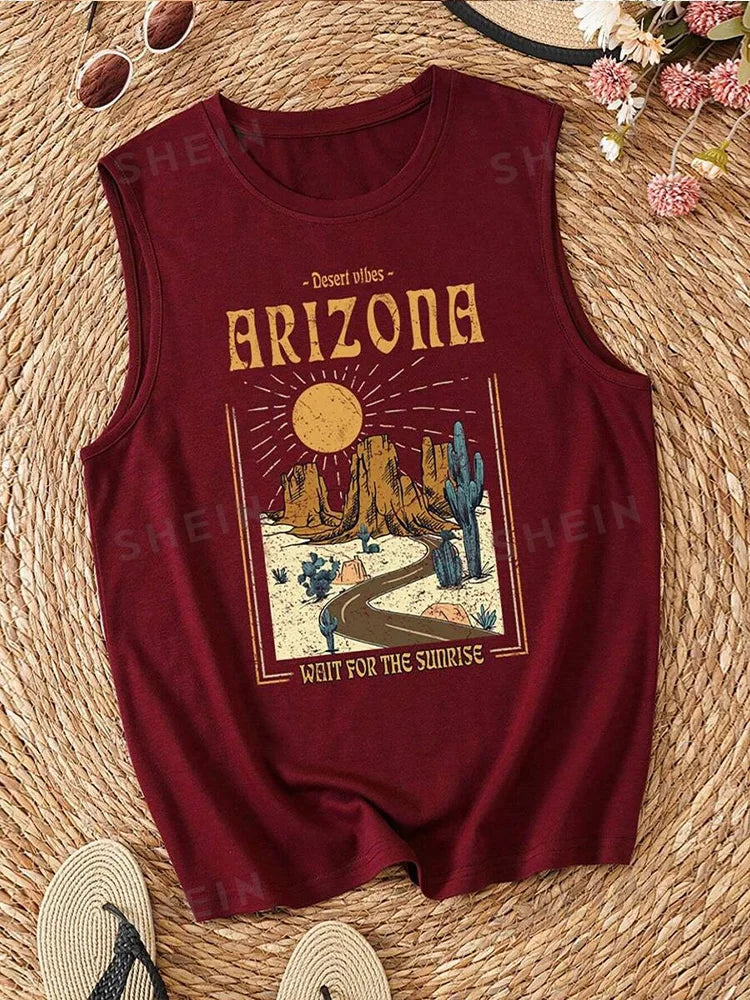 Skull Print Women's Tank Top Summer Street Fashion Women's Crew Neck Tank Top Outdoor Everyday Casual Women's Sleeveless T-shirt