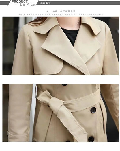 Windbreaker Women's Long British 2023 Spring And Autumn New Coat Korean Double Breasted Ladies Knee-High Coat Lace-Up Trench