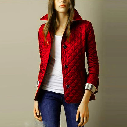 New 2024 Winter Women's Lapel Down Coats Casual Single Breasted Pocket Warm Outerwear Vintage Long Sleeved Slim Cotton Jackets