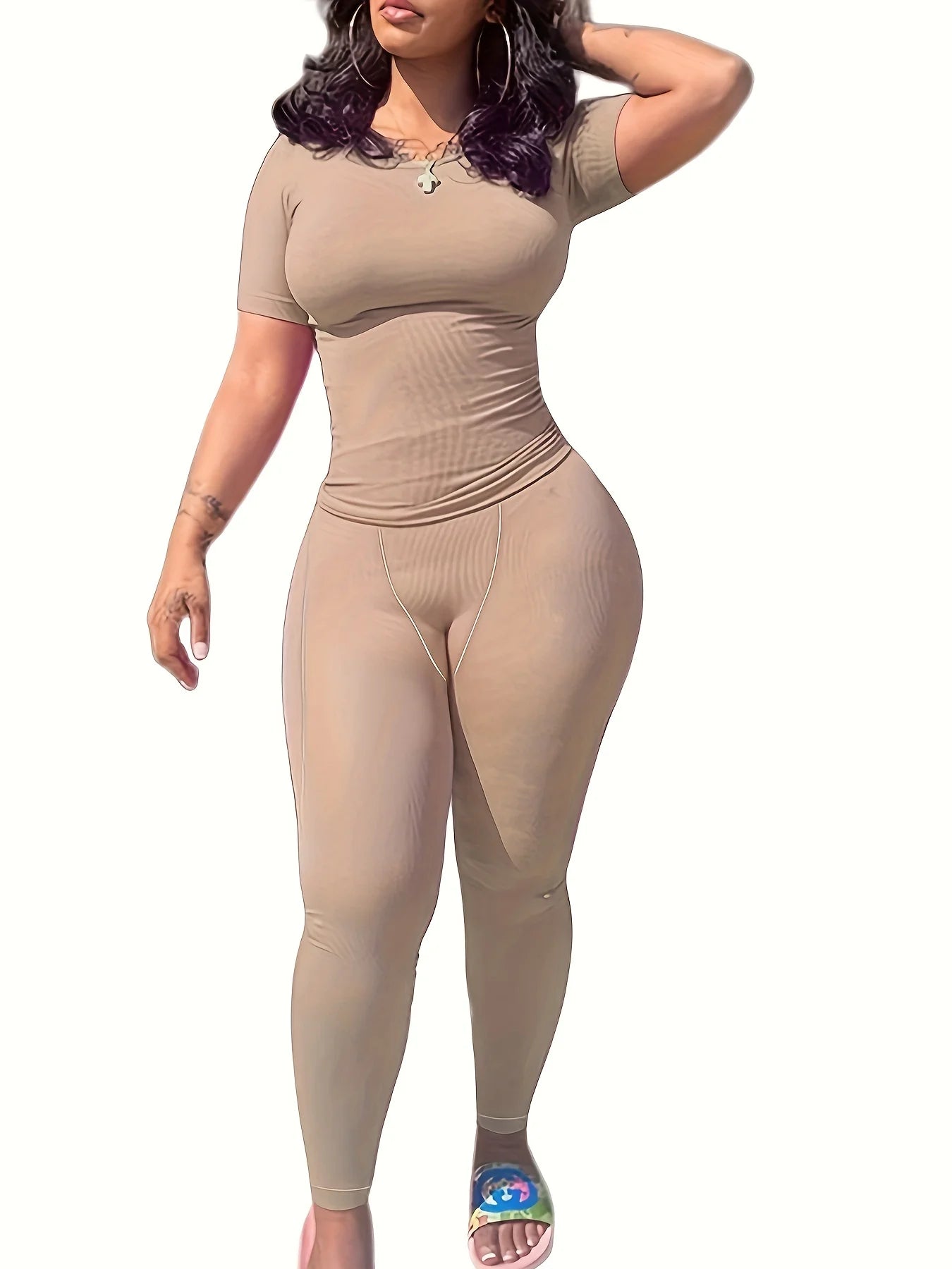 New style Lounge Wear Ribbed Casual 2 Piece Summer Shorts Set For Women Sleeve Top+Elastic Leggings Outfits