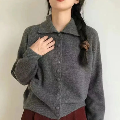 2025 New Soft High Neck Button Down Womens Cardigan Sweater Korean Style Ins Fashion Winter Fall Cozy Knit
