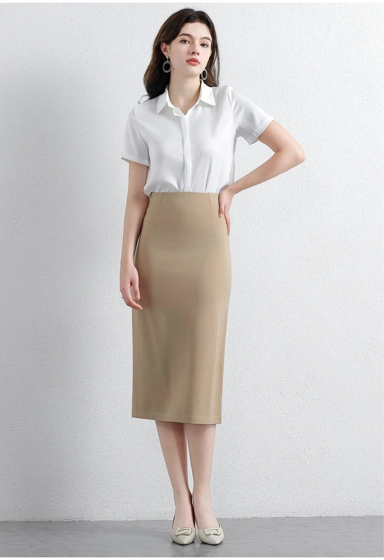 Women's Professional High Waist Long Pencil Skirt, Slim Fit Black Hip-hugging Skirt for Office Commute
