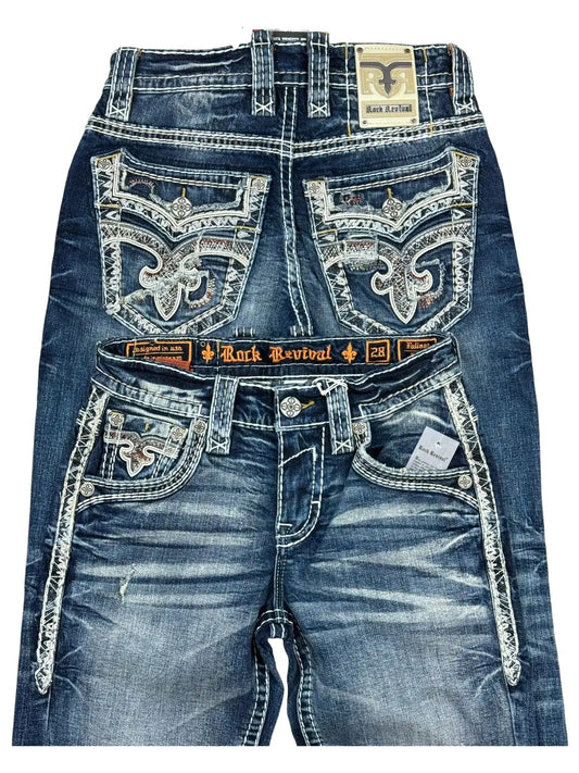 Y2K New Revival Mens Jeans Foliage Bootcut Women Gothic Blue Denim Embroidery Pocket Hip Hop Harajuku Wide Pants Street Wear