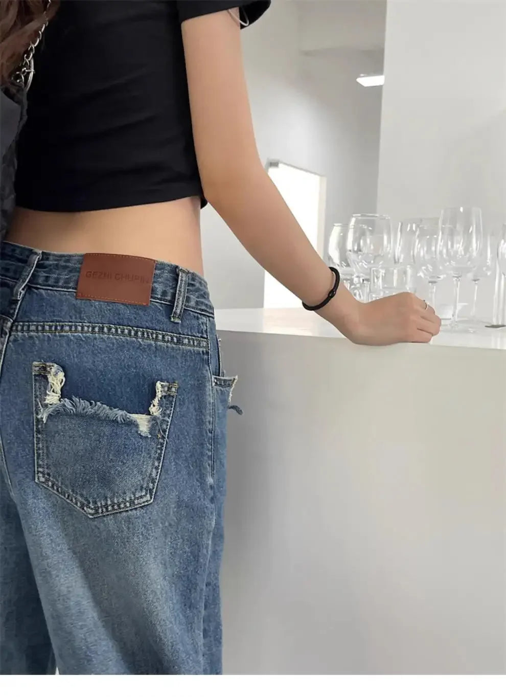 Vintage High-Waisted Wide-Leg Jeans Women's Spring New Loose-Fit Slimming Plus Size Pear-Shaped Body Straight-Leg Pants