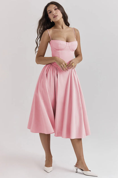 Summer skirt new French vintage maxi dress court wind Dopa wear strap dress women