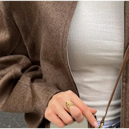 Stand Collar Women Winter Woolen Coats Single Breasted Loose Female Long Sleeve Jacket  Autumn Office Lady Street Short Coat