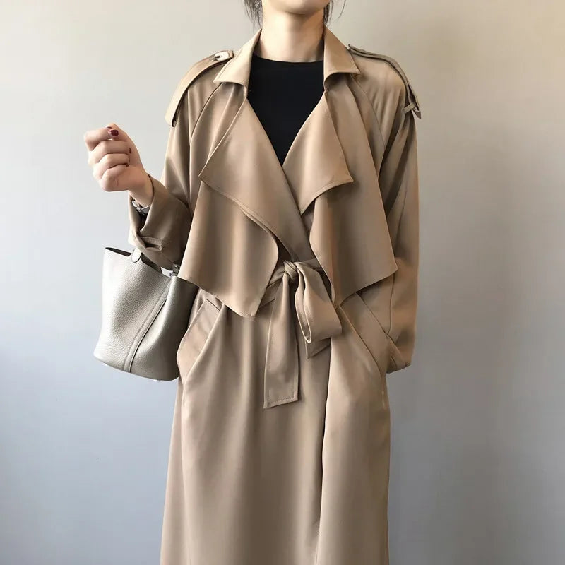 MRMT 2025 Brand New Women's Fashion Temperament Long Windbreaker Female Retro British Wind Loose Jacket Female Women Coats