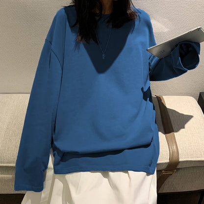 Cotton Spring New Long sleeve T-Shirt Women Basic Tee Shirt Oversize T Shirt Women Casual O-neck Women Tshirt US size