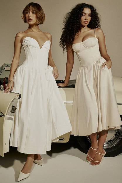 Summer skirt new French vintage maxi dress court wind Dopa wear strap dress women