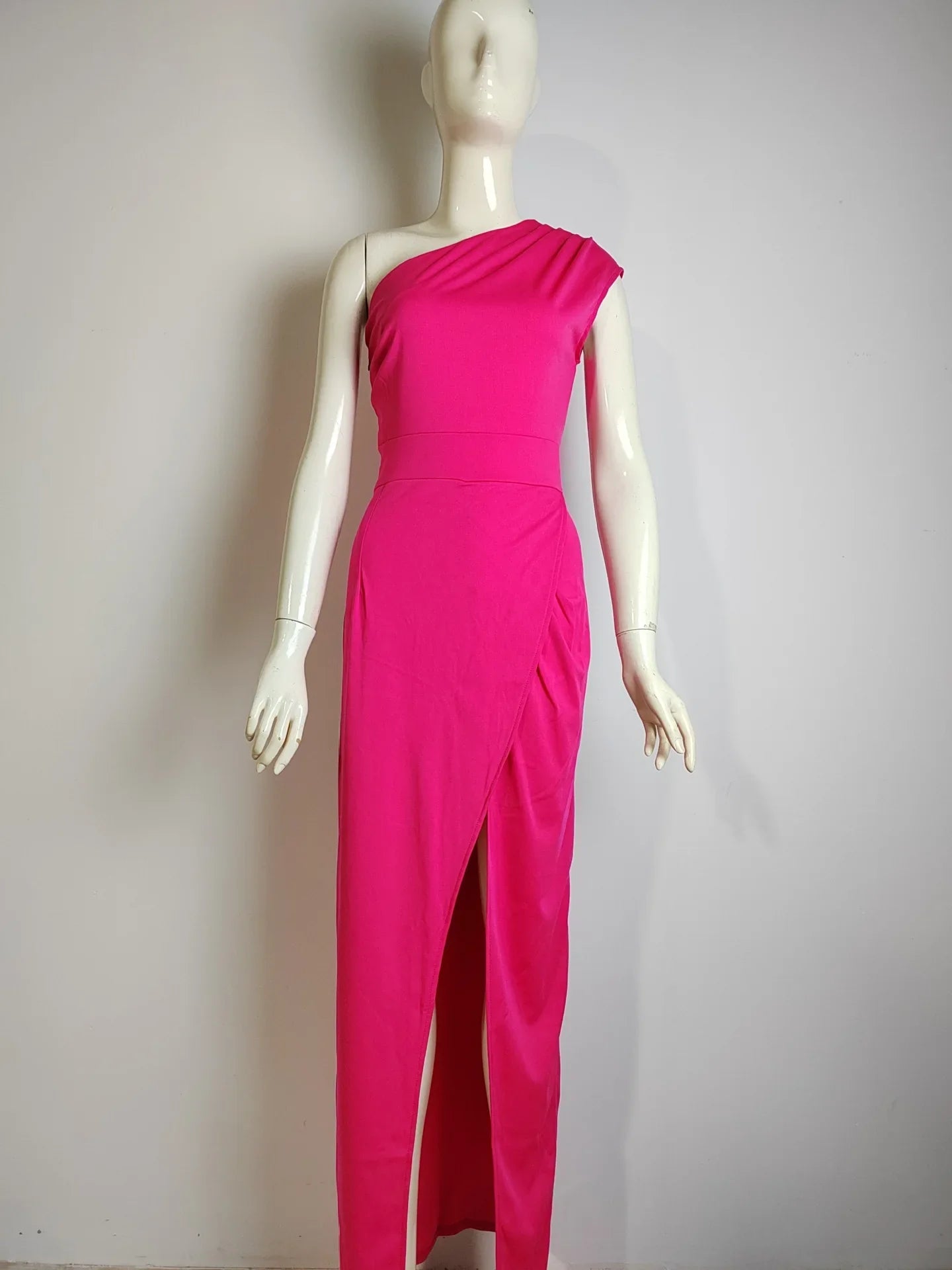 Women's Fashion One-shoulder High-waisted Front Split Temperament Party Dress A-line British Style Dresses