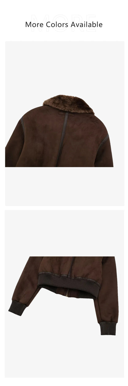 UNIZERA2023 Autumn and Winter New Women's Casual Standing Neck Contrast Strap Decoration Loose Double sided Jacket Coat