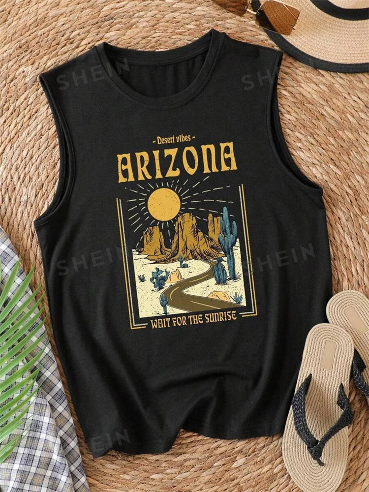 Skull Print Women's Tank Top Summer Street Fashion Women's Crew Neck Tank Top Outdoor Everyday Casual Women's Sleeveless T-shirt