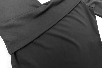 Fairyshely 2025 Spring Casual Black T-shirt Women Off Shoulder Long Sleeve Bodycon Crop Top Autumn Lady Clud Party Short Tops