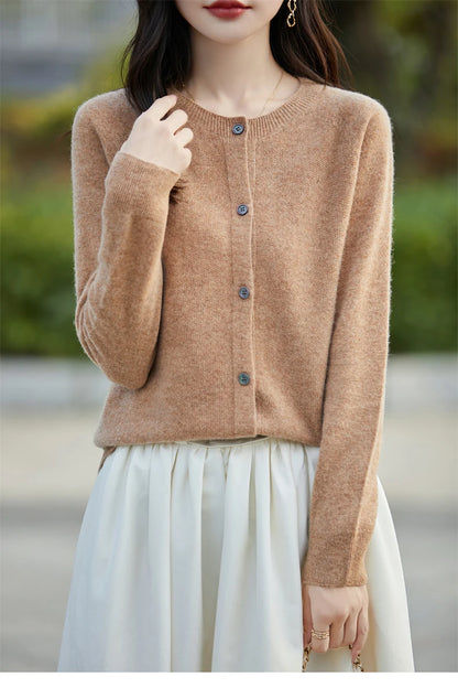 2024 Basics Autumn Winter Women Sweater Sales Merino Wool Knitwear New Fashion Solid Cardigan Classic Long Sleeve Clothing Tops