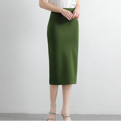 Women's Professional High Waist Long Pencil Skirt, Slim Fit Black Hip-hugging Skirt for Office Commute
